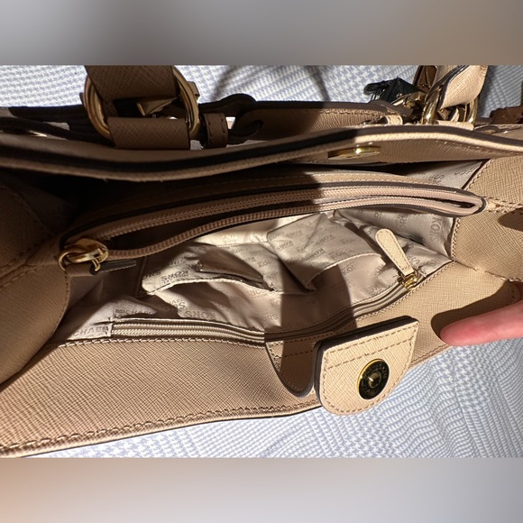 MICHAEL KORS HAMILTON LEATHER EW KHAKI CHAIN SATCHEL CROSSBODY HANDBAG - Picture 8 of 11